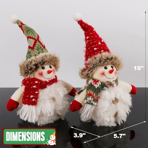 Lighted Snowmen Christmas Table Decorations - Brown, 10 Inch, 2 Pack