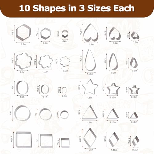 30Pcs Mini Geometric Cookie Cutter Set - Stainless Steel Baking Tools