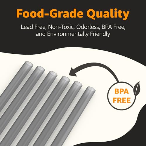 Jmoe USA 12" Reusable Plastic Straws for Stanley & Reduce Tumblers - Black, 6-Pack