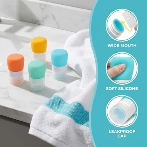 1 oz Silicone Squeeze Bottles for Sauces - 4 Pack Travel Containers