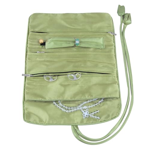 TUMBEELLUWA Embroidered Travel Jewelry Bag Organizer with Tie Closure