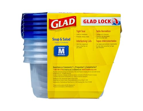Glad GladWare Medium Rectangle Food Storage Containers - 24 Oz, 5 Count