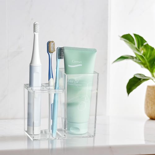 Clear Acrylic Toothbrush Holder with 5 Slots for Bathroom