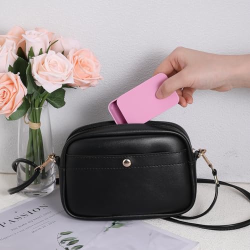2 Pack Portable Dental Floss Holder Refillable Pink Tinplate Case
