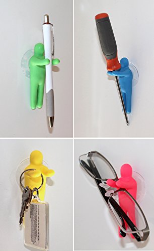 Funny People Toothbrush Holder & Multi-Use Suction Hooks, 4-Piece Set