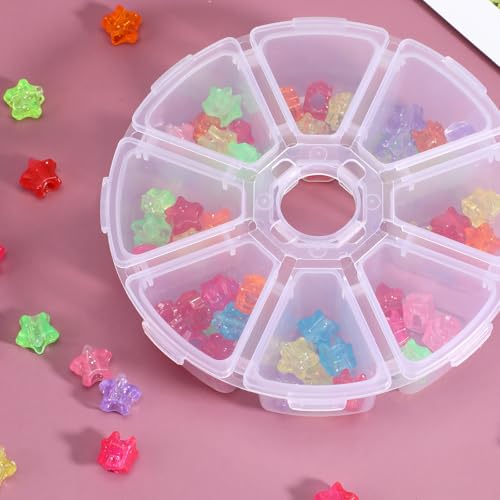 3-Pack 8-Grid Clear Round Jewelry Bead Organizer Box - Compact Storage Case