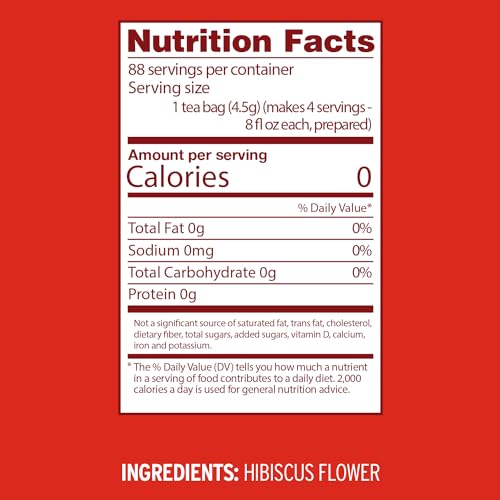 Luzianne Hibiscus Iced Tea Bags, Unsweetened, 22 Count