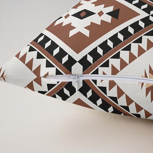 Erosebridal Southwestern Aztec Throw Pillow Cover, 16x16 Brown & White
