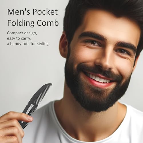 Kootinn 4-Pack Folding Mustache Comb - Handmade Metal Pocket Grooming Tool