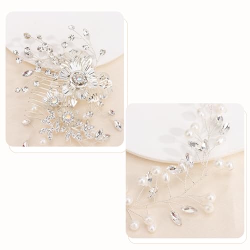 Moikolok Bridal Rhinestone Hair Comb for Wedding Updos and Hairstyles
