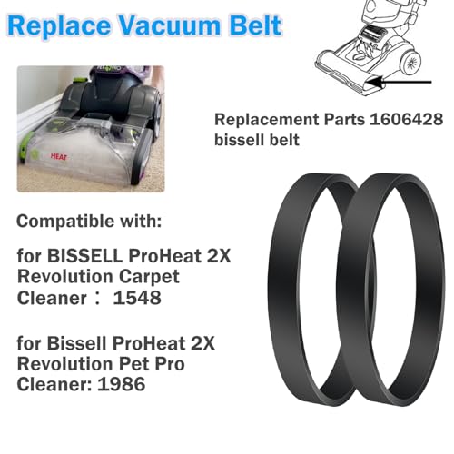 Bissell ProHeat 2X Revolution Pet Vacuum Belts Replacement - 2 Pack