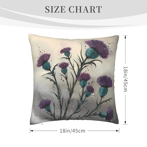 Scottish Purple Thistle Velvet Throw Pillow Cover 18x18