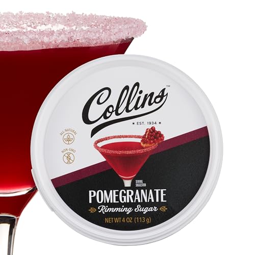 Collins Pomegranate Rimming Sugar - Tangy Cocktail Garnish, 4 oz