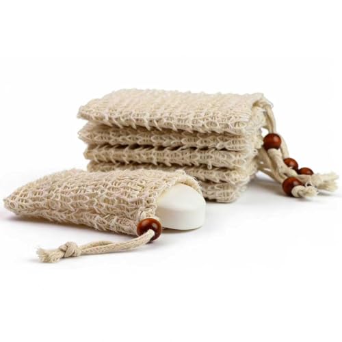 YBONRSQ 6-Pack Sisal Soap Bag & Exfoliating Soap Saver Pouch
