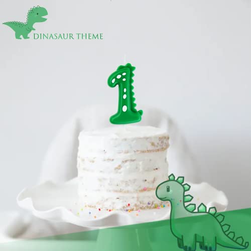 Dinosaur Birthday Candle - Green Number 7 for Cake Decoration