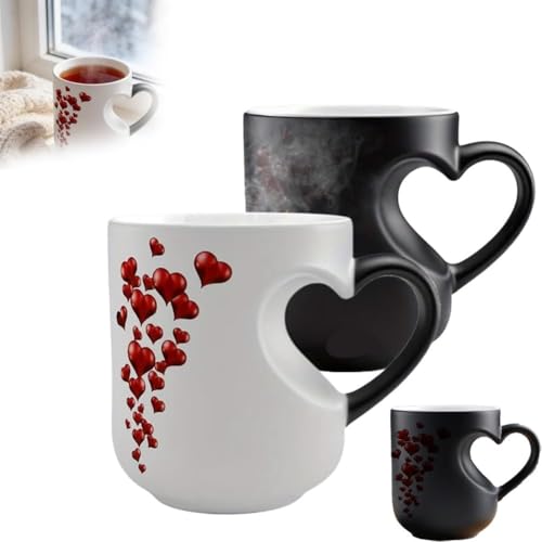 Heart Shaped Color Changing Mug - Heat-Activated Ceramic Coffee Tea Cup
