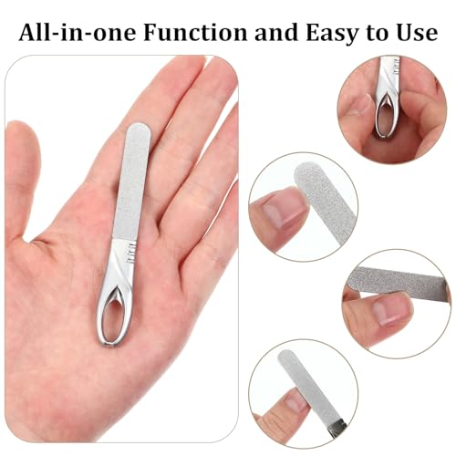 Tweruna 2-Pack Metal Nail Files with Leather Cases Stainless Steel
