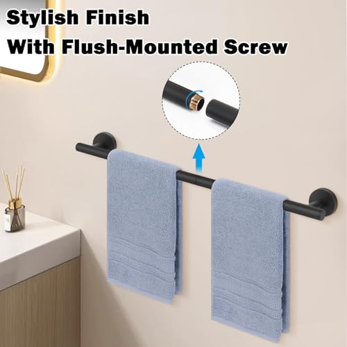 Livabber 24-Inch Black Towel Bar, 304 Stainless Steel Wall-Mounted Rack