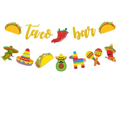 Taco Bar Banner Set - 2Pcs Mexican Fiesta Party Decorations Garland