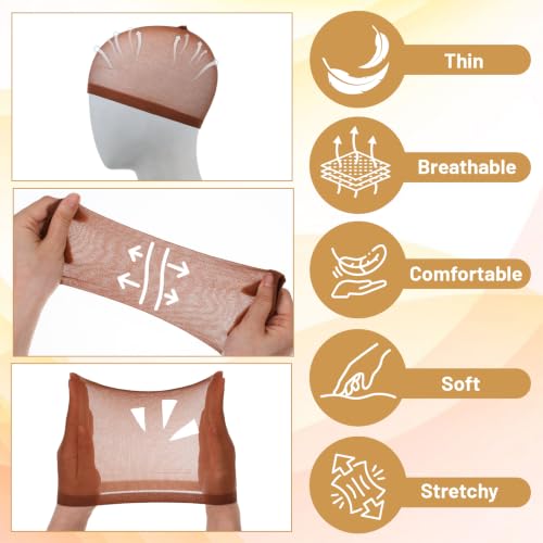 Thrymme 10-Pack Stretchy Polyester Wave Caps for Men in Coffee