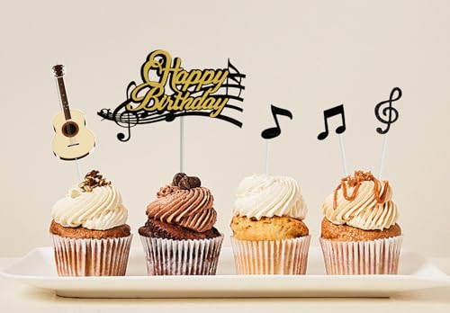 9PCS Music Note Cake Toppers for Parties | Guitar Decorations