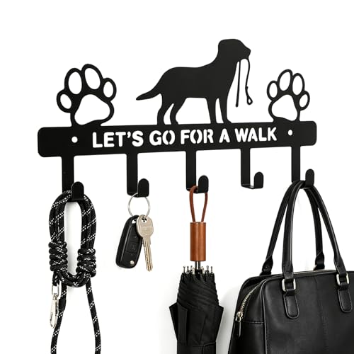 Wall-Mounted Dog Leash Holder with 5 Hooks | Key & Collar Organizer