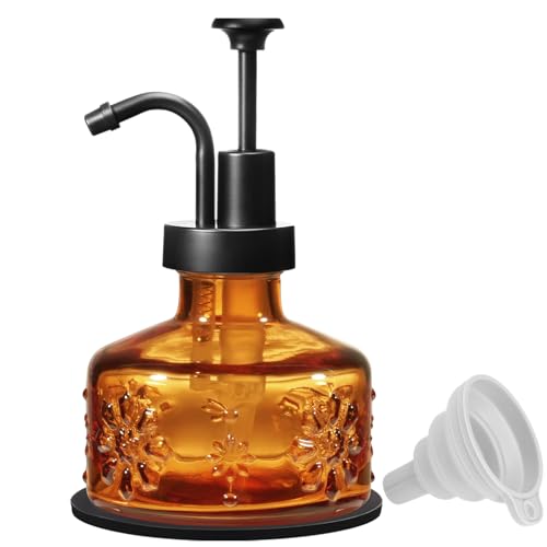 Amolliar 8 Oz Vintage Amber Glass Soap Dispenser with Pump
