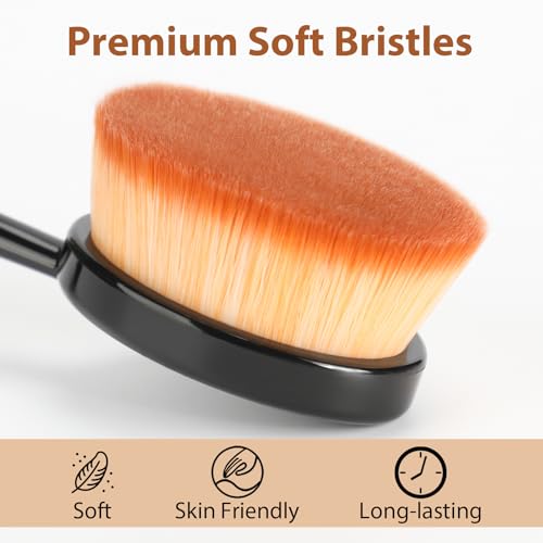 BEAUTYFACTOR Oval Foundation Brush 2 Pack - Ultra-Soft Dense Kabuki Brush