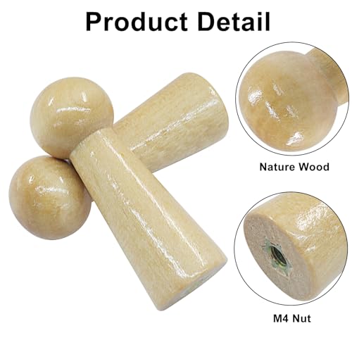 10 Pack Solid Wood Screw-On Hooks for Coats, Bags & Towels