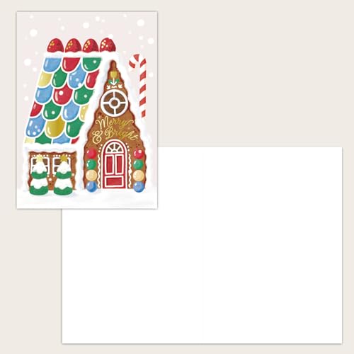 Gooji Vintage Gingerbread House Christmas Card with Envelopes