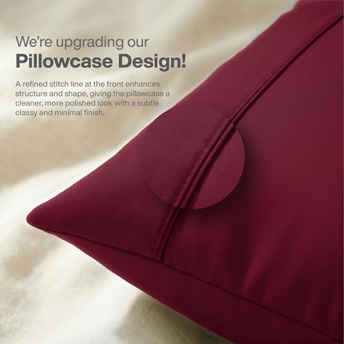 QUEENSBAY Queen Pillowcases, Set of 2 Soft Microfiber Covers, Burgundy