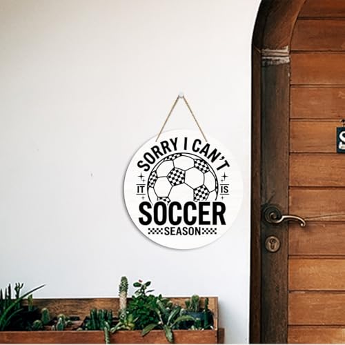 Soccer Wooden Door Decor Sign - 11.8 Inch Football Fan Wall Hanger