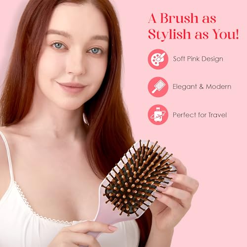 Air Beauty Wooden Paddle Hair Brush with Nylon Bristles and Scalp Massager