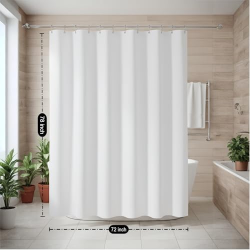 Boho Faux Linen Shower Curtain - 72x78 Inch Heavy Duty Waterproof Fabric