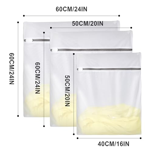 YC Kitchen 3-Piece Mesh Laundry Bag Set with Locking Zipper for Delicates