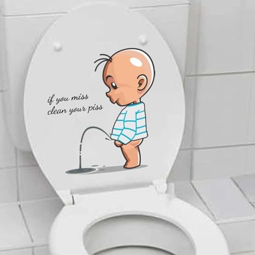 Funny Bathroom Toilet Sticker Waterproof Removable Decal Lid Decor