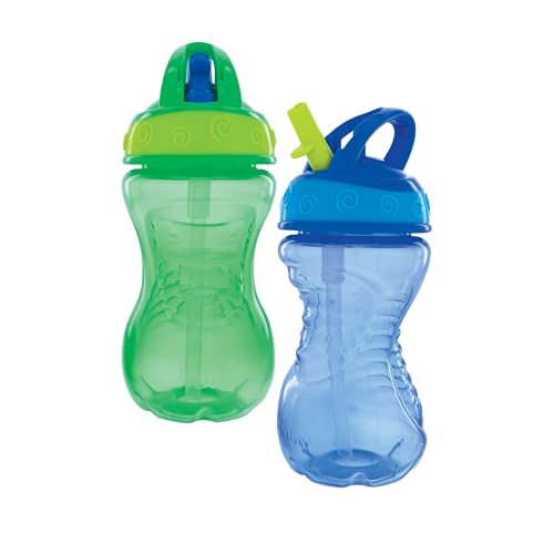 Nuby Flip-It Easy Grip Sippy Cups - 10 oz, No-Spill Straw, 2 Pack