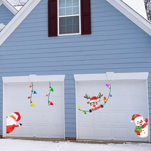 Christmas Car Refrigerator Magnets Set - Reflective Bulb Santa Reindeer Snowman 44 Pieces - Holiday Decor