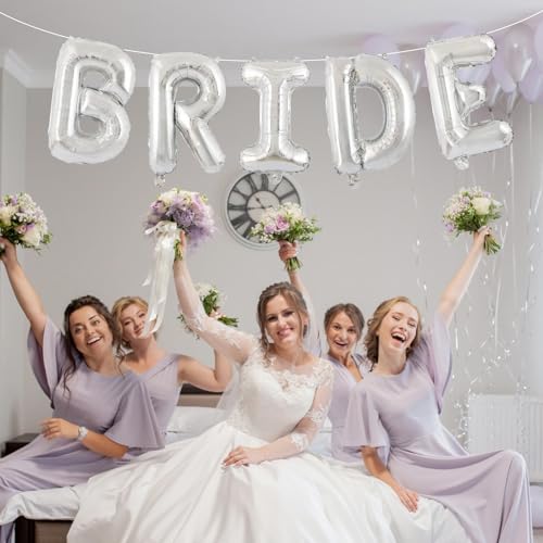 16 Inch Silver 'BRIDE' Mylar Balloon Banner for Weddings & Parties