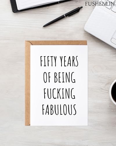 Funny 50th Birthday Card for Men and Women, Sarcastic 5x7 Inch Gag Gift