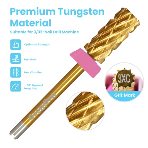 MagiBling Small Barrel Nail Drill Bit, Triple Coarse Tungsten Carbide E-File