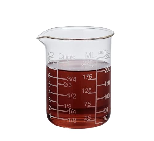 Ackers 250ml Borosilicate Glass Measuring Cup with Etched Graduations