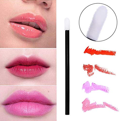 Pimoys 200Pcs Disposable Lip Brushes Black Lipstick Gloss Applicator Wands