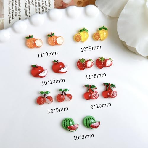 50Pcs 3D Resin Fruit Nail Art Charms Colorful Flatback Gems for Manicure