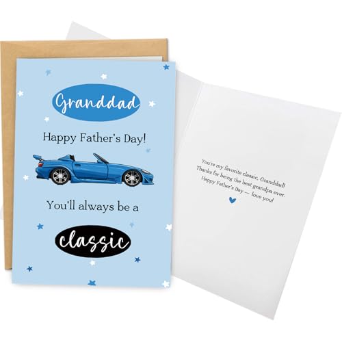 Funny Retro Car Father's Day Card for Grandad - Classic Design