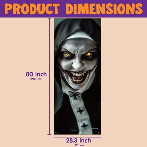 3D Zombie Nun Halloween Door Cover Decoration - 80x28 inches