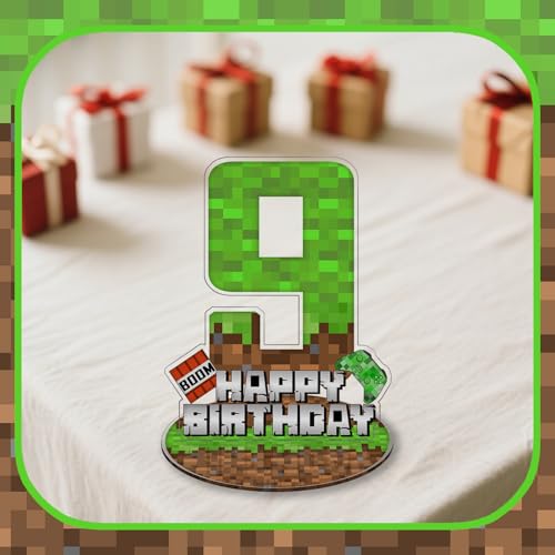 Pixel Miner Number 6 Acrylic Birthday Centerpiece Sign