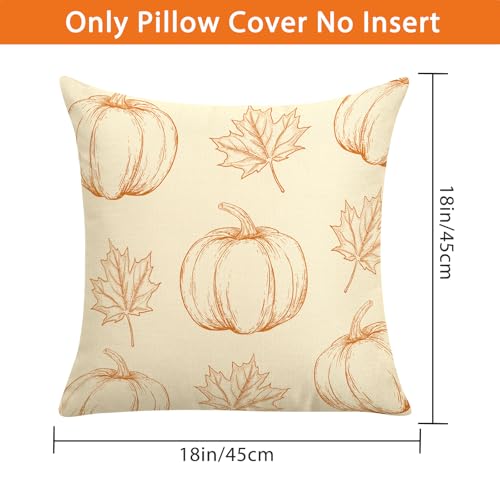 Faylapa Set of 2 Beige Fall Pillow Covers 18x18 Inch for Thanksgiving