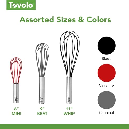 Tovolo Mini Whisk - 6 Inch Stainless Steel & Silicone for Cooking