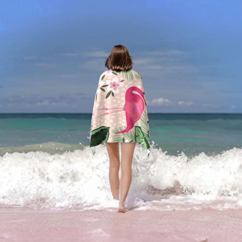 COMFAR Flamingo Microfiber Oversized Beach Towel for Women & Adults - Quick Dry Sand-Free Pool Towel 30x60